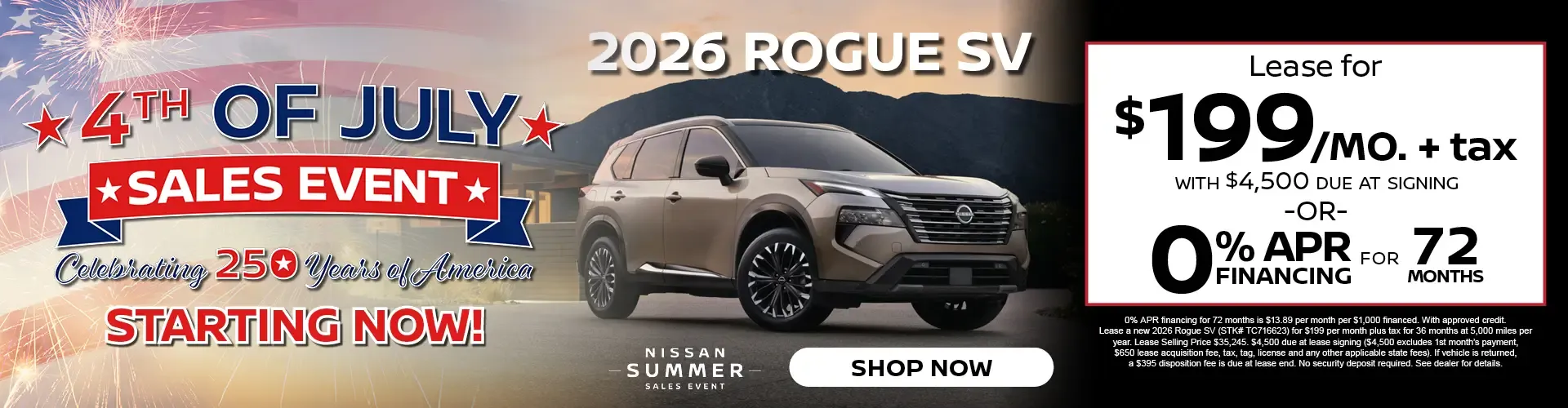 New 2026 Nissan Rogue 4th of July Special